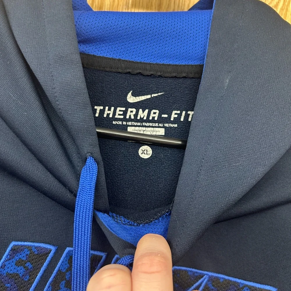 Nike Men's Dark Blue Hoodie with Logo - Picture 2 of 3